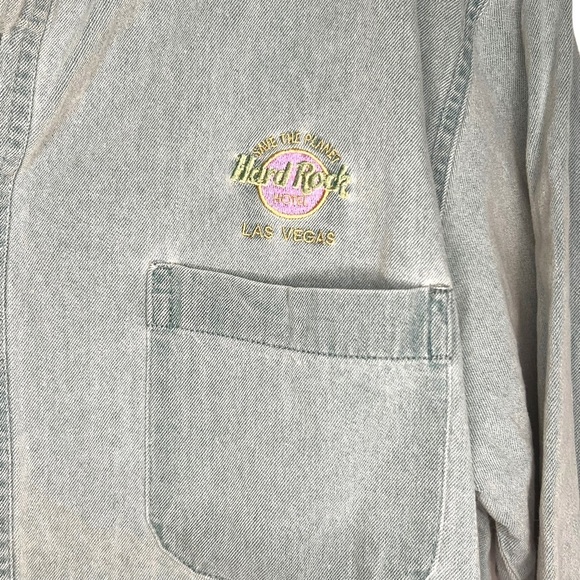 Vintage Hard Rock Cafe Las Vegas Long Sleeve Button Up Shirt Embroidered Medium - Picture 1 of 4